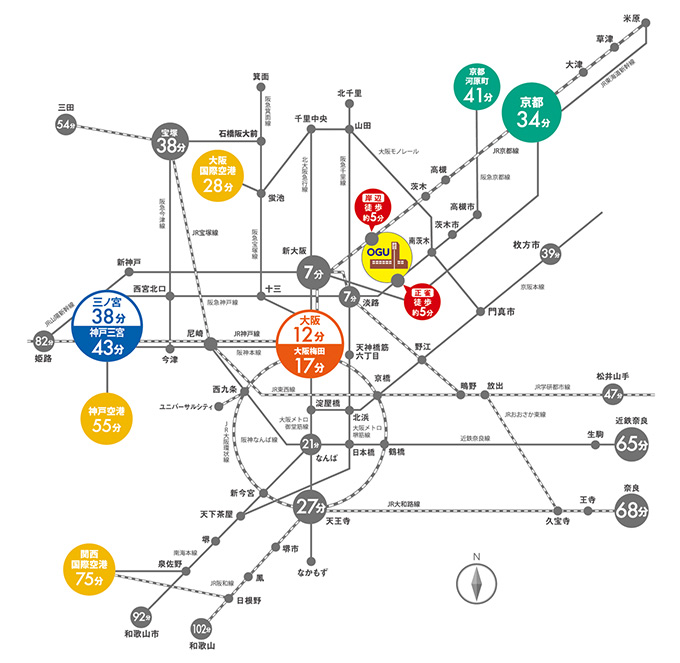 電車でのアクセスマップ