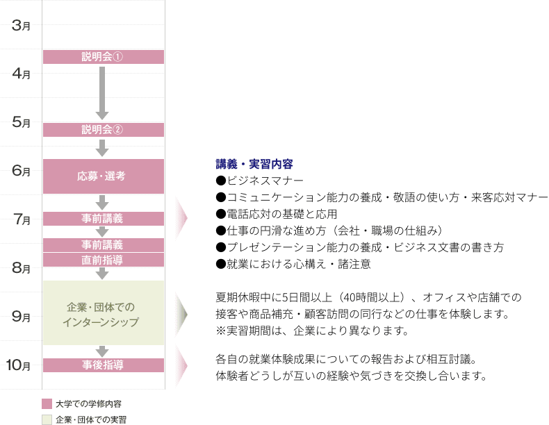 インターンシップの流れ図